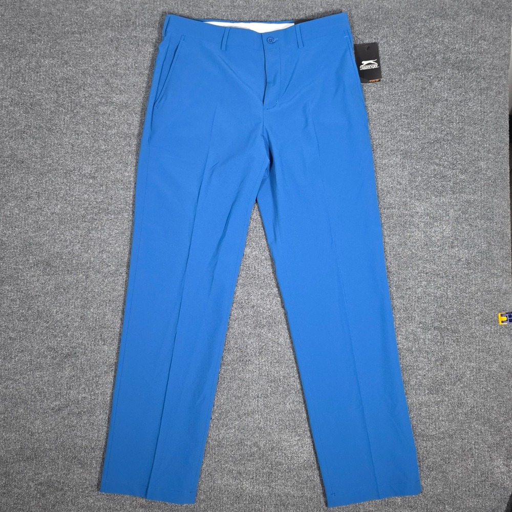 Slazenger Mens Manx Flat Front Golf Pants Blue 32x32 NWT MSG35011F